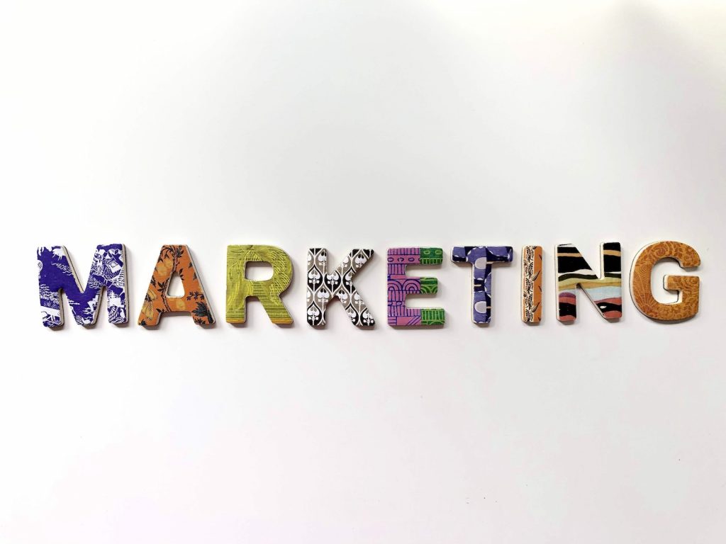 "Marketing" spelled out in colorful writing
